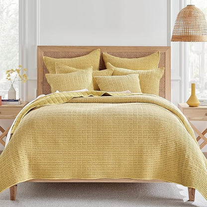 Levtex Home - Mills Waffle - Decorative Pillow - Poly Filled - Ochre - Sham Size (20 x 20in.)