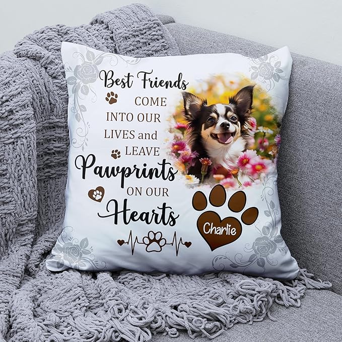 Personalized Pet Photo Memorial Throw Pillow - Insert Included, Dog Loss Sympathy Gift, Custom Pet Pillow Cover