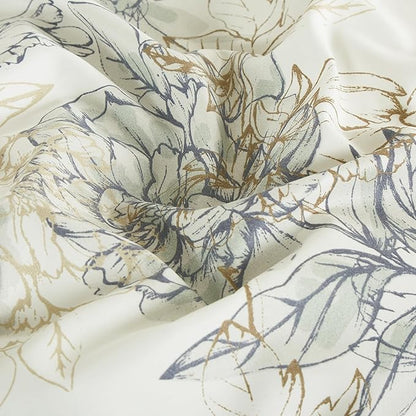 Chezmoi Collection Clematis 3-Piece Tranquil Floral Comforter Set King - Soft Green Gray Floral Printed Microfiber Lightweight Bedding Set for All Season