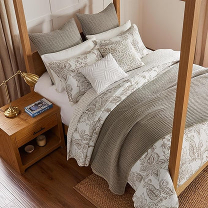 Levtex Home - Bennett Taupe King Quilt Set (106x92in.) and Two Pillow Shams (20x36in.) - Floral Paisley - Taupe and Cream - Reversible - Cotton