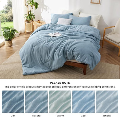 Bedsure Twin/Twin XL Comforter Set - Storm Blue Soft Bedding for All Seasons, Cationic Dyed Bed Set, 2 Pieces, 1 Twin Size Comforter (68"x88") and 1 Pillow Sham (20"x26"+2")
