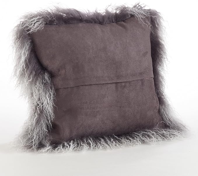 SARO LIFESTYLE Mongolian Lamb Fur Poly Filled Throw Pillow