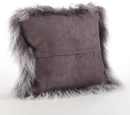 SARO LIFESTYLE Mongolian Lamb Fur Poly Filled Throw Pillow