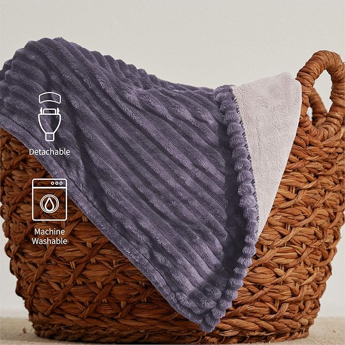Heated Blanket Twin Size 62"x84",ETL Certification-10 Heating Levels Electric Blanket&1-10 Hour Auto Off,Machine Washable Heating Blanket (Purple)