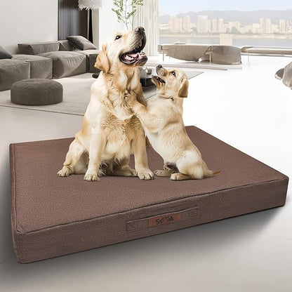 Sytopia Indestructible 42 Inch Orthopedic Waterproof Dog Crate Bed chew Proof for Extra Large Dogs, Removable Washable Cover, Egg Crate Foam Mat, Suitable for Dogs Up to 100 Lbs, Brown