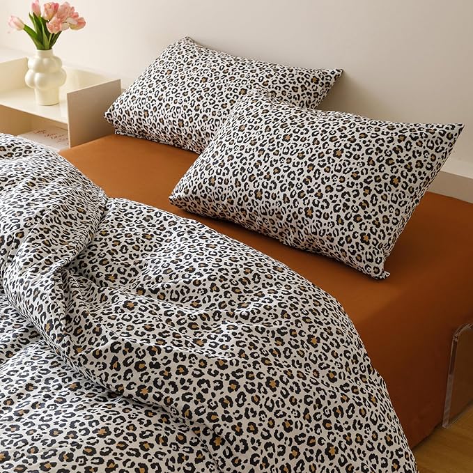 Houseri Leopard Comforter Set Twin Black Cheetah Print Bedding Sets Quilt Stylish and Bold Animal Print Bed Blanket Twin Size