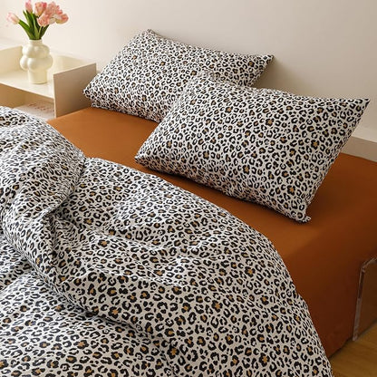 Houseri Leopard Comforter Set California King Black Cheetah Print Bedding Sets Quilt Stylish and Bold Animal Print Bed Blanket Cal King Size