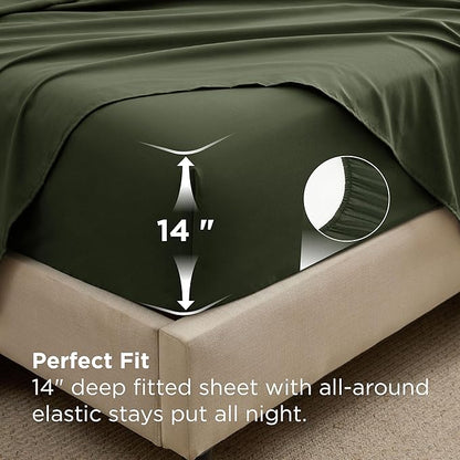 Bedsure 7 Pieces King Comforter Set Premium Series, Hotel Luxury Soft Bed in a Bag, Goose Down Alternative, Safe for Sensitive Skin Bedding Comforter All Season Medium Warmth, Olive Green King Size