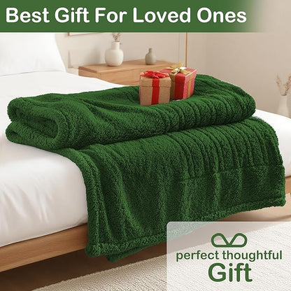 Electric Heated Blanket Full Size 72"×84" with 9 Heating Levels & 1-10Hs Auto Off，Double Sided Plush Sherpa, Energy Efficient, Machine Washable, for Couch & Bed, Green