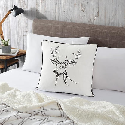 Eddie Bauer - Throw Pillow with Zipper Closure, Perfect Luxurious Bedding Set for Bed or Sofa (Morning Stag Black, 20" x 20")