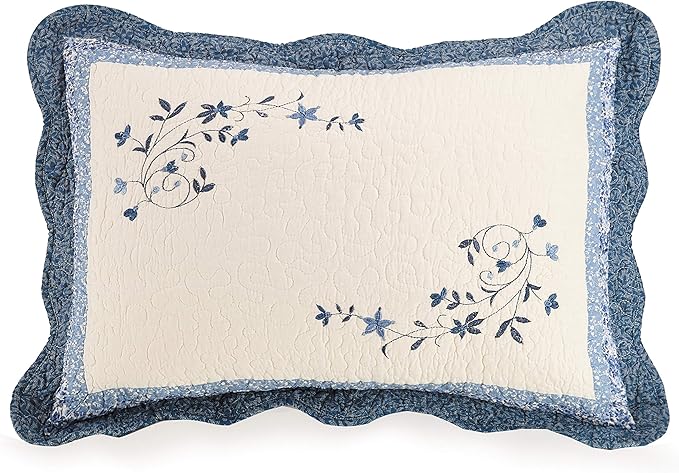 Modern Heirloom Charlotte Standard Sham, Blue, 26" x 20"