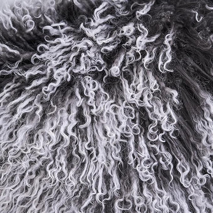 Genuine Mongolian Lamb Fur Pillow Cover – 12"x20" Rectangular Cushion Case – Soft Curly Wool Decorative Accent for Sofa, Bed, or Chair (Frosted Grey)