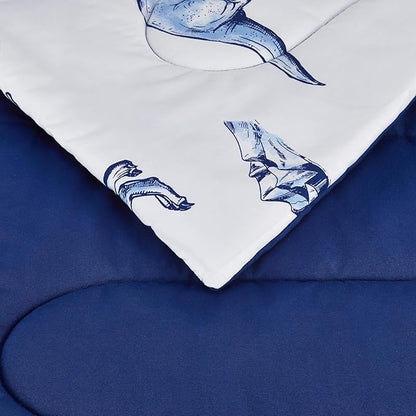 Amazon Basics 3-Piece Microfiber Kids' All Season Comforter and Pillow Sham Set, Full/Queen, Dinosaurs, Animal Print