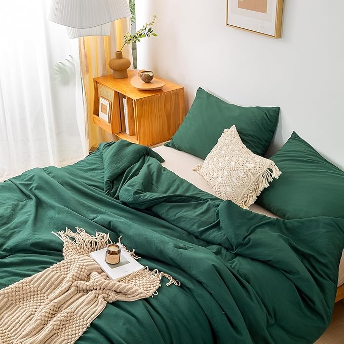 COTTEBED Softness Comforter Set King Size Bed - Super Soft Cotton Polyester Blend Solid Lightweight Bedding Quilt Blanket and 2 Pillowsham All Season - California/Cal King Emerald/Hunter/Forest Green