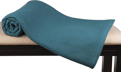 Glamburg 100% Cotton Thermal Blanket, Breathable Waffle Blanket, Twin Size, All Season, Teal