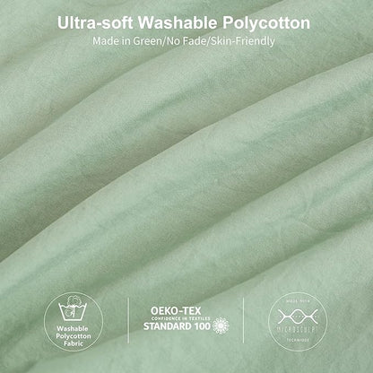 Softness California King Comforter Set,Super Soft Washed Polycotton Fabric,Cozy Comfy Down Alternative Bed Blanket Comforter & Pillowcase Lightweight Warm for All Season,Cal King Sage Green