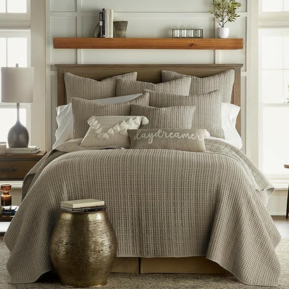 Levtex Home - Mills Waffle - Decorative Pillow - Poly Filled - Taupe - Sham Size (20 x 20in.)