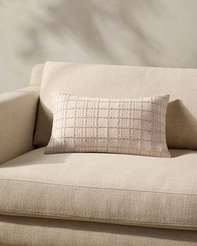 Loloi Magnolia Home by Joanna Gaines Liv Collection PMH0064 Beige 13'' x 21'' Cover Only Pillow