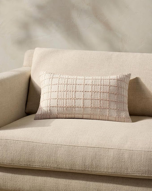 Loloi Magnolia Home by Joanna Gaines Liv Collection PMH0064 Beige 13'' x 21'' Cover Only Pillow