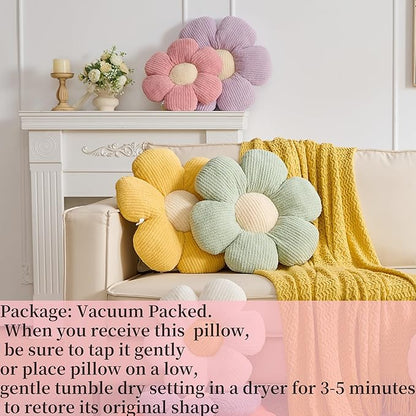 Flower Pillow,Sage Green Throw Pillows Flower Shaped Daisy Cushion Seating Floor Pillows Home Decorative Seating Cushions