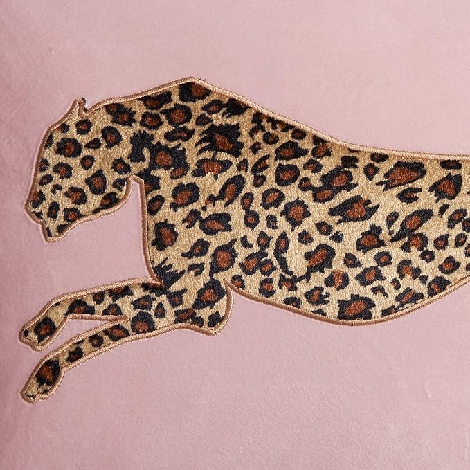 Juicy Couture Reversible Velvet Cheetah Pillow, 18" x 18" Decorative Pillow, Blush Pink