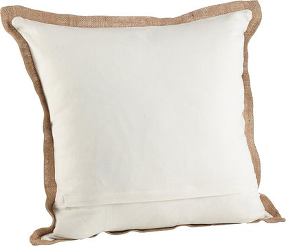 SARO LIFESTYLE Neptunian Coastal Throw Pillow – 20” x 20”, Woven Cotton Cover with Jute Trim, Zipper Closure, Down & Feather Insert – Coral Fan, Navy Blue