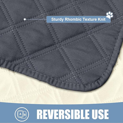 Smiry Waterproof Dog Bed Cover Pet Blanket, Soft Washable Dog Blanket for Furniture Bed Couch Sofa Reversible, Checkered (52"x82", Dark Grey/Beige)