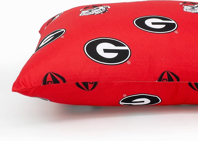 College Covers Everything Comfy Georgia Bulldogs Pillowcase Pair, King, 20" x 40", Includes 2 King Pillowcases