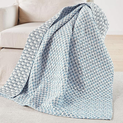 Levtex Home - Aditya - Throw - Medallion - Blue Navy and White - Quilted Throw (50x60in.) - Cotton
