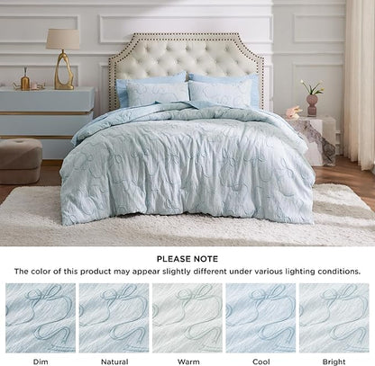 Bedsure Twin/Twin XL Comforter, GentleSoft™ 2 Pieces Bow Cute Bedding Blue Room Decor Aesthetic, Twin/Twin XL Bedding Gifts for Her, 1 Bed Blue Comforter, 1 Pillow Shams, 68x88 Inches