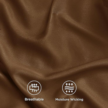 Bedsure Queen Sheet Set, Rayon Derived from Bamboo, Cooling Sheets, Breathable & Soft, Deep Pocket Up to 16 Inches, Hotel Luxury Silky Bedding for Hot Sleepers, Brown