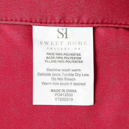 Sweet Home Collection 7 Piece Comforter Set Bag Solid Color All Season Soft Down Alternative Blanket & Luxurious Microfiber Bed Sheets, Red, Full