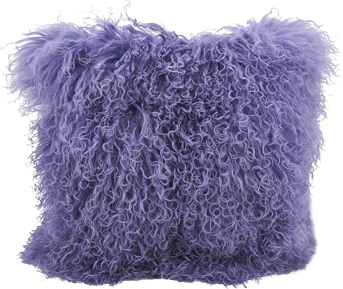 SARO LIFESTYLE Mongolian Lamb Fur Poly Filled Throw Pillow