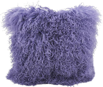 SARO LIFESTYLE Mongolian Lamb Fur Poly Filled Throw Pillow