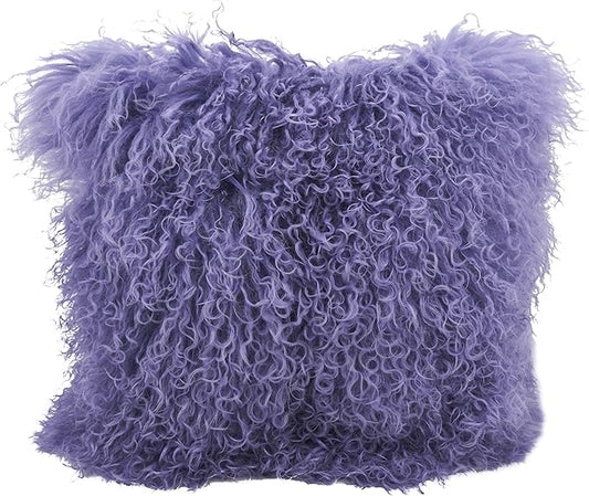 SARO LIFESTYLE Mongolian Lamb Fur Poly Filled Throw Pillow