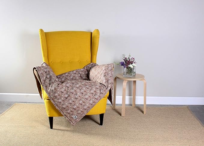 Molly Mutt Pet Blanket, 100% Cotton Canvas Top with Fleece Underside, Machine Washable, Durable and Comfortable, for Dogs and Cats, Ideal for Sofa, Couch, and Cars, No Harmful Chemicals, 52"x72"