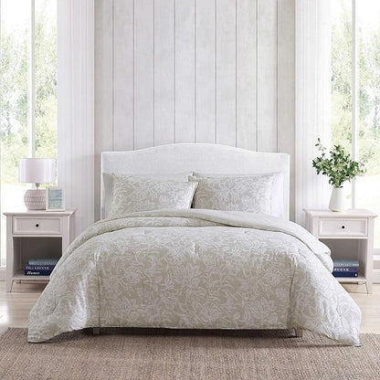 Nautica - Comforter Set, Soft Reversible Bedding with Matching Sham, Casual Bedding Set (Tortola Beige, Twin)