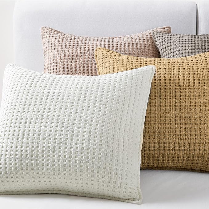Levtex Home - Mills Waffle - Decorative Pillow - Poly Filled - Ochre - Sham Size (20 x 20in.)