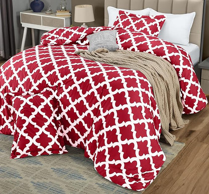 Queen Comforter Set 3 Piece Red by Utopia Bedding, Printed Comforters Queen Size, Bedding Comforters Sets, Down Alternative Soft Bed Set, 1 Comforter (88 x 88 inches) 2 Pillow Shams (20 x 26 inches)