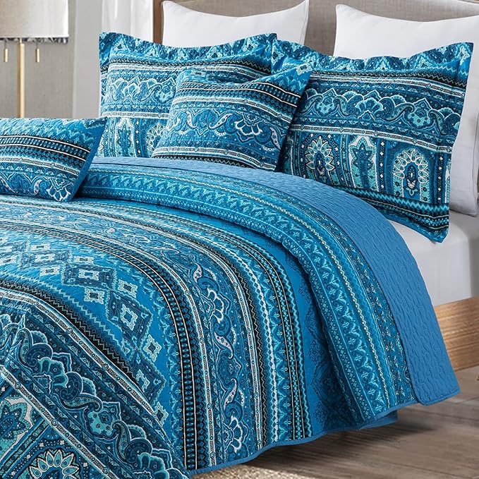 BEDIFANY Cotton Quilt King Size Sets, Lightweight King Bedspread Soft Quilted Reversible Coverlets Sets Boho Quilt King Set for Bed Decorations for All Seasons, 3 Pieces