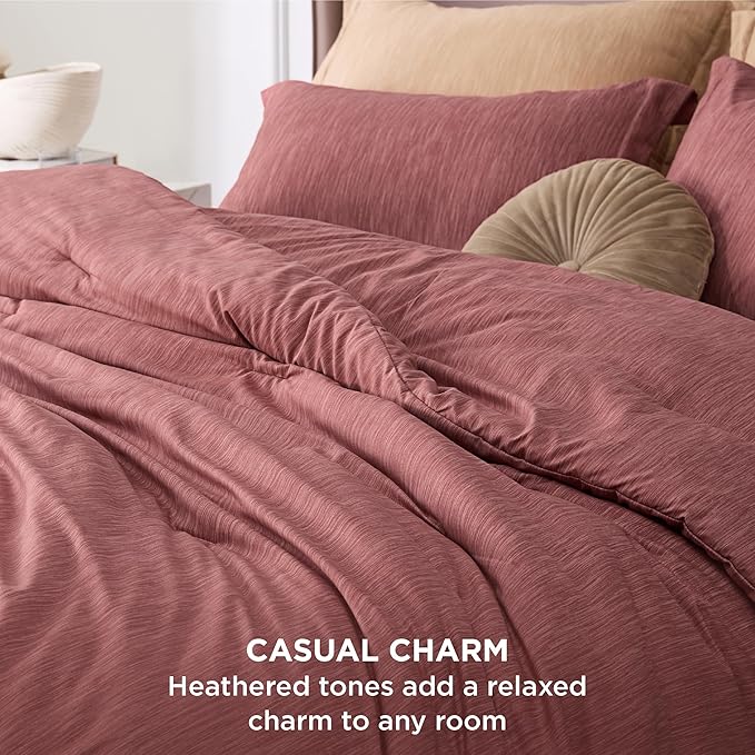 Bedsure Queen Comforter Set - Pink Clay Soft Bedding for All Seasons, Cationic Dyed Bed Set, 3 Pieces, 1 Queen Size Comforter (90"x90") and 2 Pillow Shams (20"x26"+2")