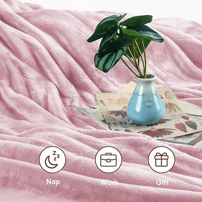 Electric Heated Blanket Full Size 72"×84", Breathable & Luxurious Flannel,Soft Warm Gift with Over-Heat Protection,4 Heating Levels & 10 H Auto Shut Off, Machine Washable, Light Pink