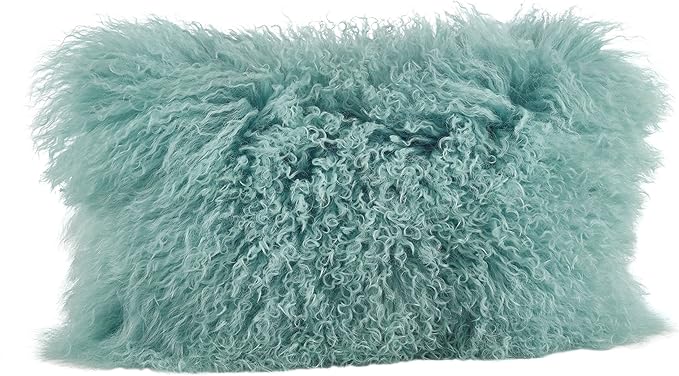 SARO LIFESTYLE Mongolian Lamb Fur Poly Filled Throw Pillow