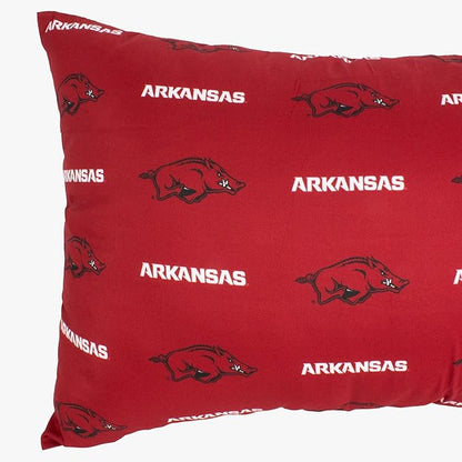College Covers Everything Comfy Arkansas Razorbacks Pillowcase Pair, King, 20" x 40", Includes 2 King Pillowcases