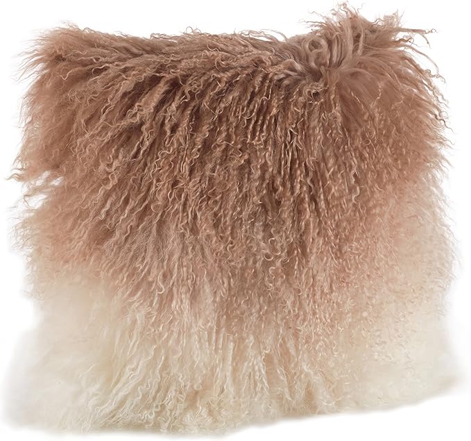 SARO LIFESTYLE Ombre Mongolian Lamb Fur Poly Filled Throw Pillow
