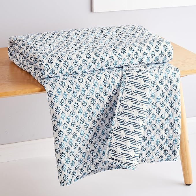 Levtex Home - Aditya - Throw - Medallion - Blue Navy and White - Quilted Throw (50x60in.) - Cotton