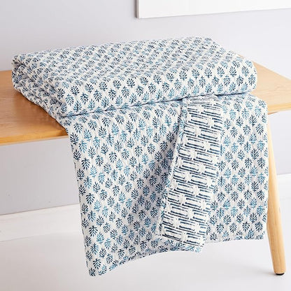Levtex Home - Aditya - Throw - Medallion - Blue Navy and White - Quilted Throw (50x60in.) - Cotton