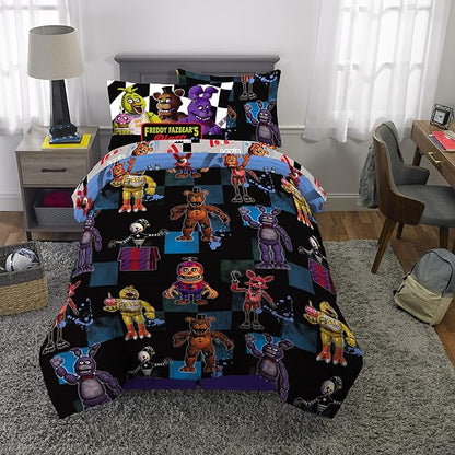 Franco Kids Bedding Super Soft Comforter and Sheet Set with Sham, 5 Piece Twin Size, Five Nights At Freddy's