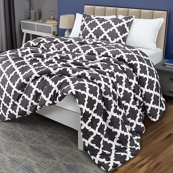 Twin Comforter Set 2 Piece Grey by Utopia Bedding, Printed Comforters Twin Size, Bedding Comforters Sets, Down Alternative Soft Bed Set, 1 Comforter (64 x 88 inches) 1 Pillow Shams (20 x 26 inches)