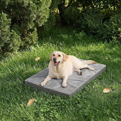 Waterproof XL Dog Beds Large Sized Dog, Outdoor Orthopedic Washable Crate Pad 42 inch, Extra Large Foam Pet Bed with Durable Removable Cover Reversible, XLarge Anti-Slip Kennel Pads, 41"x27", Gray